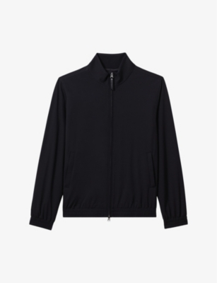 REISS: Petras regular-fit ribbed-trim stretch-woven bomber jacket