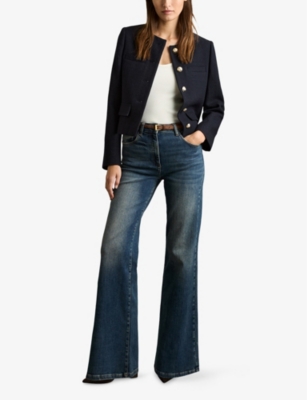 REISS: Nola single-breasted cropped wool jacket
