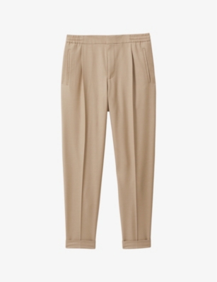 REISS: Brighton relaxed-fit turn-up stretch recycled-polyester trousers