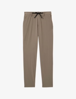 REISS: Split drawstring-waist straight-leg stretch-woven trousers