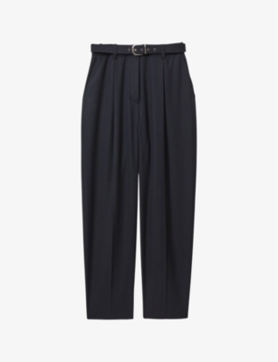 REISS: Freja belted-waist high-rise stretch-woven trousers