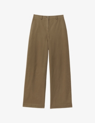 REISS: Eva wide-leg mid-rise stretch-cotton blend trousers