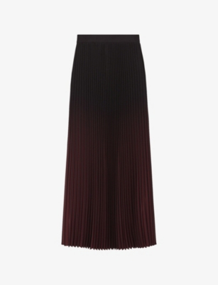 REISS: Marlie ombre-print pleated woven midi skirt