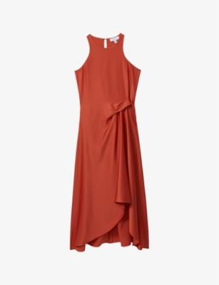 Micah draped-front satin midi dress