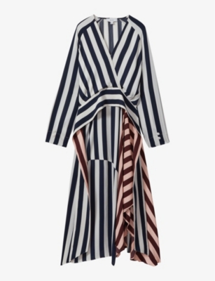 REISS: Nola striped woven midi dress