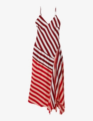 REISS: Holly striped woven midi dress
