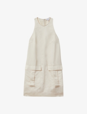 REISS: Cecile round-neck sleeveless linen-blend mini dress