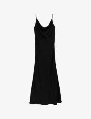 Shop Reiss Womens Isabel Cowl-neck Satin Midi Dress Black