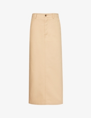 Shop Wardrobe.nyc Women's Khaki Drill Column Cotton Maxi Skirt