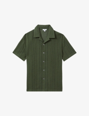 REISS - Paradise Cuban-collar short-sleeve cotton shirt | Selfridges.com