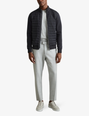 Reiss Mens Navy Freddie Hybrid Regular-fit Quilted Cotton Jacket In Navy