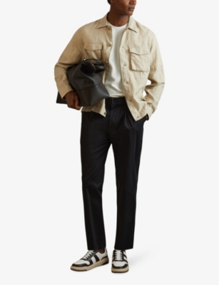 Reiss Mens Off White Wick Textured Stretch-woven T-shirt In Off White