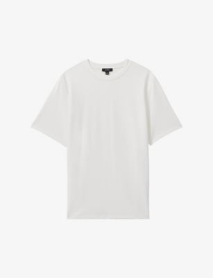 Reiss Mens Off White Wick Textured Stretch-woven T-shirt