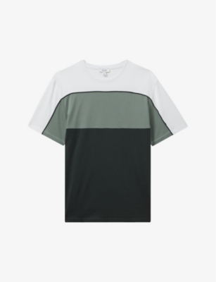 REISS: Woods colour-block short-sleeve cotton T-shirt