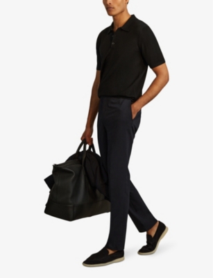 REISS: Manor half-button slim-fit merino-wool polo shirt