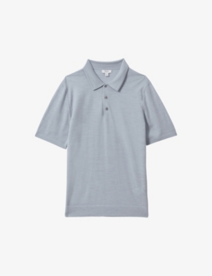REISS: Manor half-button slim-fit merino-wool polo shirt