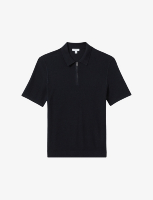 REISS: Ivor half-zip cotton and modal-blend polo shirt