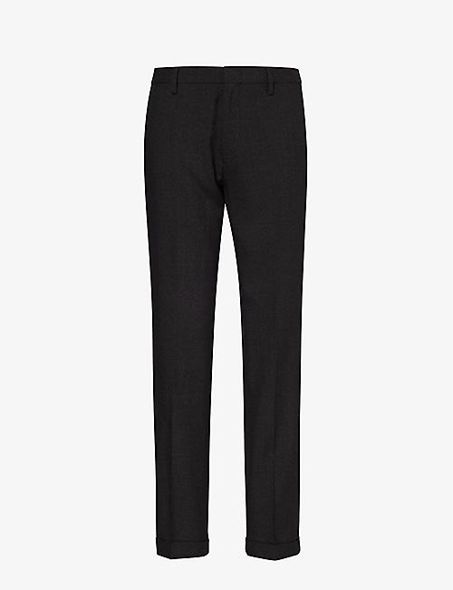 PAUL SMITH: Brand-tab slim-fit straight-leg stretch-cotton trousers