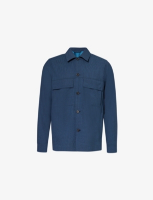 PAUL SMITH: Patch-pocket long-sleeve stretch-wool shirt