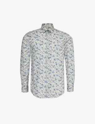 PAUL SMITH: Floral-print slim-fit cotton shirt