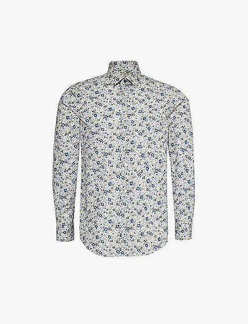 PAUL SMITH: Floral-print slim-fit cotton shirt