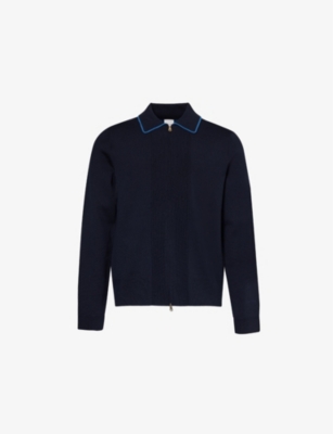 PAUL SMITH: Contrast-trim regular-fit stretch-wool and cotton blend cardigan
