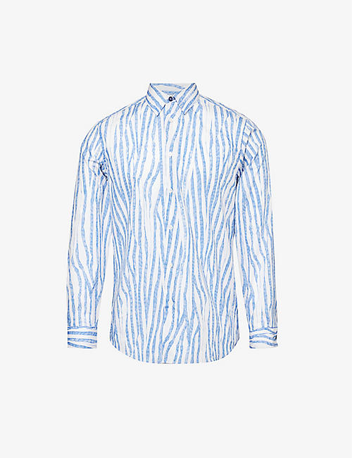 PAUL SMITH: Striped long-sleeved organic-cotton shirt