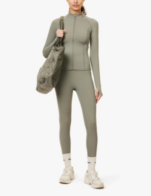 Adanola Ultimate Wrap-over Stretch-jersey Leggings In Olive Green