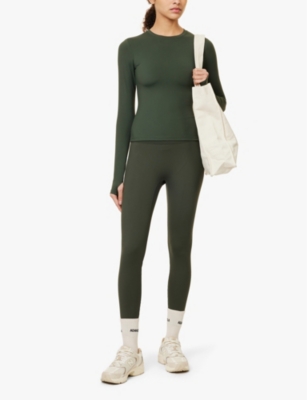 ADANOLA WOMENS DARK OLIVE ULTIMATE HIGH-RISE REGULAR STRETCH-JERSEY LEGGINGS 
