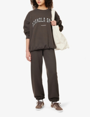 Shop Adanola Womens Coffee Bean Logo-print Organic Cotton-jersey Jogging Bottoms Xs