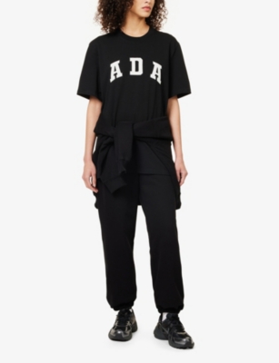 Shop Adanola Womens Black Logo-embroidered Cotton-jersey T-shirt Xs