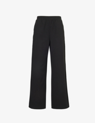 Adanola Womens Black Wide-leg Mid-rise Cotton Trousers