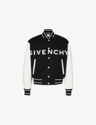 Givenchy Wool Blend Varsity Jacket In Black/white