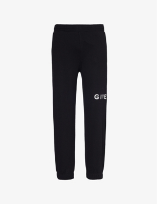GIVENCHY: Brand-print tapered-leg cotton-jersey jogging bottoms