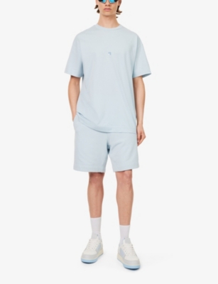 Shop Givenchy Mens 4g Logo-embossed Cotton-jersey Shorts Sky Blue