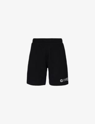 GIVENCHY: Brand-print elasticated-waistband cotton-jersey shorts