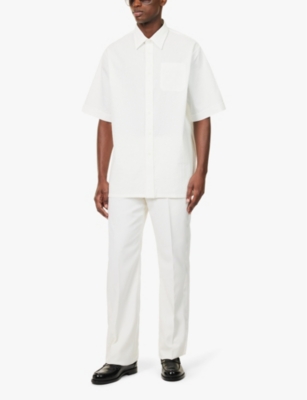 Shop Givenchy Mens White Relaxed-fit Short-sleeved Cotton-poplin Shirt