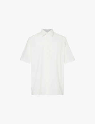 Shop Givenchy Mens White Relaxed-fit Short-sleeved Cotton-poplin Shirt