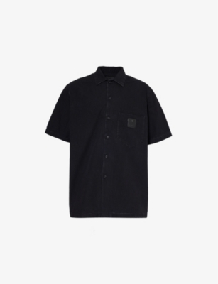 GIVENCHY: Brand-appliqué patch-pocket denim shirt
