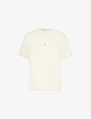 Givenchy Mens Ivory 4g Logo-embroidered Cotton-jersey T-shirt