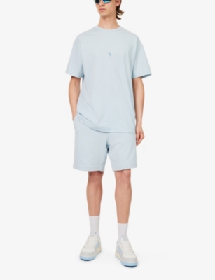 Shop Givenchy Men's Sky Blue 4g Logo-embroidered Cotton-jersey T-shirt