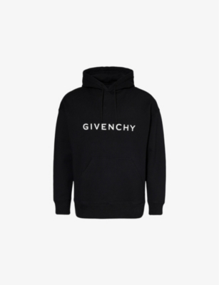 GIVENCHY: Brand-print slim-fit cotton-jersey hoody
