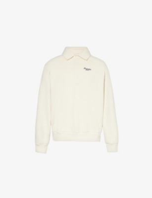 Shop Givenchy Men's Ivory Brand-embroidered Regular-fit Cotton-blend Sweatshirt