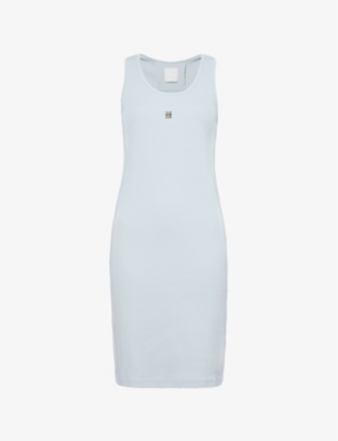 Givenchy Womens Sky Blue 4g Logo-plaque Stretch-cotton Jersey Mini Dress