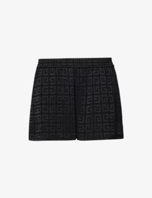 Shop Givenchy Womens Black Monogram-jacquard High-rise Woven-blend Shorts