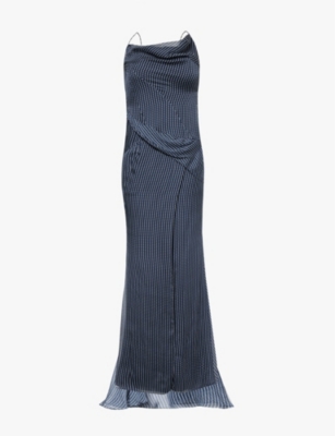 GIVENCHY: Geometric-pattern split-hem silk-crepe maxi dress