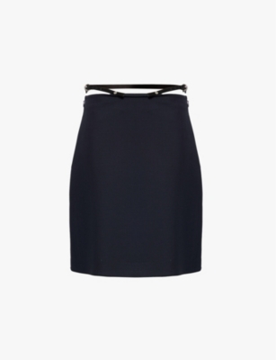 GIVENCHY: Voyou detachable-belt wool-blend crepe mini skirt