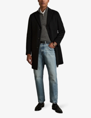 Reiss Derby Grey Marl Merino Wool Half-zip Funnel Neck Jumper In Derby Grey Marl