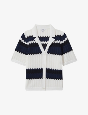 REISS: Alba colour-block knitted shirt