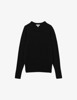 Reiss Womens Black Brady V-neck Fine-knit Top In Black
